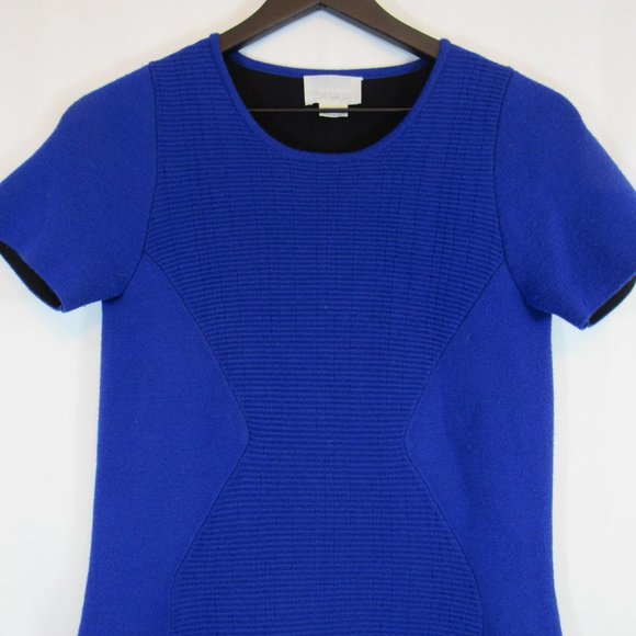 M. Patmos Cobalt Blue Knit Wool Stretch Pullover Dress - Picture 6 of 14